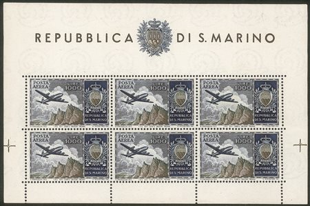 San Marino - 1954 - Foglietto Veduta e Stemma (16)