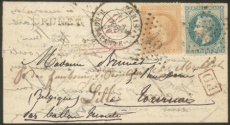 Francia - Lettera da Parigi 5 ottobre per Tournai (Belgio)