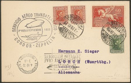 Uruguay - 1932 - Una cartolina ed una lettera raccomandata dall'Uruguay alla Germania