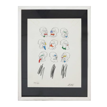 Fabio De Poli (Genova 1947)  - Prova d'autore (facce di profilo)