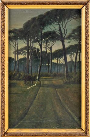 Bertuzzi (Scuola italiana del XX secolo) - Cavalli in una pineta Firmato in basso a destra: 'Bertuzzi'. Olio su tela cm...