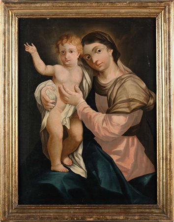 Pittore del XVII secolo - Madonna col Bambino olio su tela cm 90x67 - con cornice 107x84