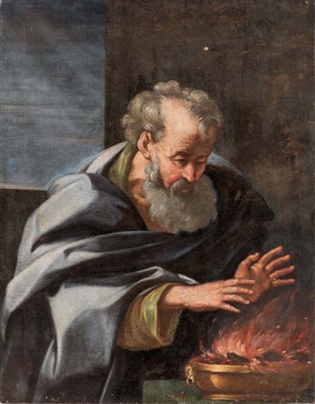 Pittore del XVII secolo - Allegoria dell'inverno Olio su tela cm 115,5x90