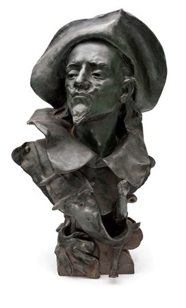 Charles Vital-Cornu - Capitan Fracassa Firma incussa al verso: Vital-Cornu busto in bronzo altezza...