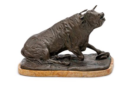 Francisco Bonilla Villalba - La morte del toro Firmato sulla base lega metallica su supporto sagomato in...