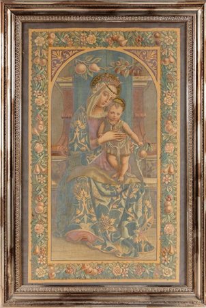 Madonna col Bambino XX secolo succo d'erba in cornice cm 117x73 - in cornice...