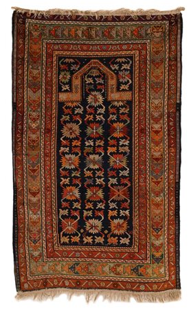 Preghiera caucasica fondo blu, XX secolo fitto disegno geometrico a tutto...