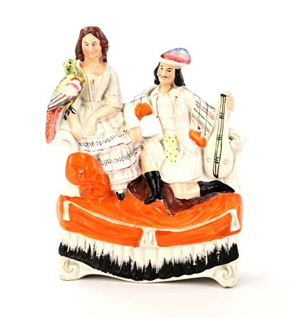 Gruppo in ceramica policroma, Inghilterra, Staffordshire, fine del XIX secolo...