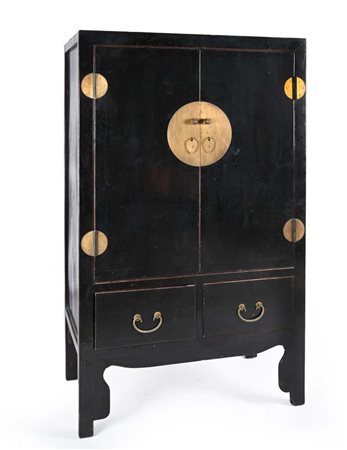 Mobile contenitore in legno ebanizzato, Cina, XX secolo di linea squadrata...