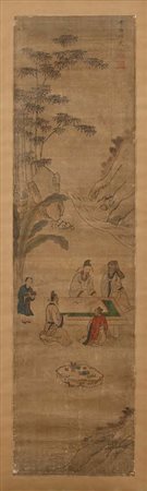 "Lizhou" raffigurante "paesaggio con figure", Cina, dinastia Qing, XIX secolo...