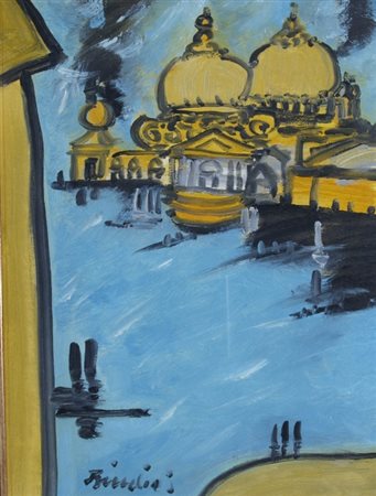 BRINDISI REMO (Roma 1918 - Lido di Spina 1996) "Venezia" anni '90 Olio su...