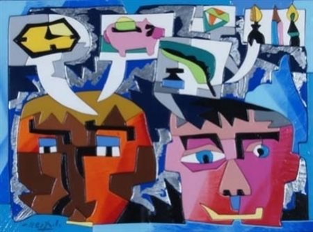 NESPOLO UGO (Mosso Santa Maria 1941) "Strani pensieri" Acrilici su tela cm....