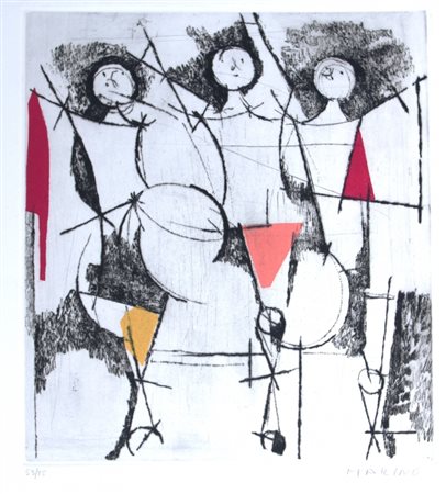 MARINI MARINO (Pistoia 1901 - Viareggio 1980) "Senza titolo" puntasecca,...