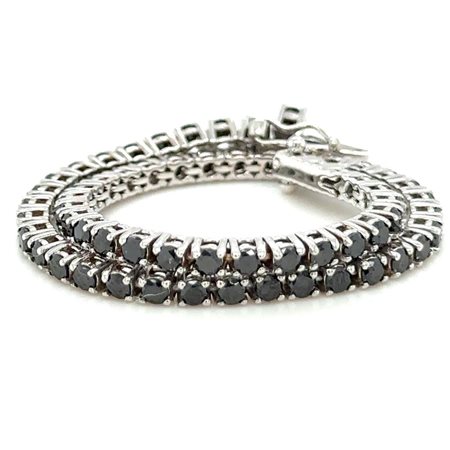 BRACCIALETTO TIPO TENNIS IN ORO BIANCO 6,59G CON DIAMANTI FANCY NERO - BRC30802