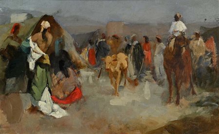 Alfredo Del Sordo Otranto 1905 - Roma 1961 Scena di vita nei pressi delle...