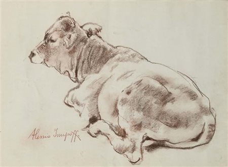 Alessio Issupoff Vjatka 1889 - Roma 1957 La mucca accovacciata Firmato...