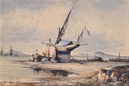 Consalvo Carelli Napoli 1818 - Napoli 1900 Veduta del golfo di Napoli da...