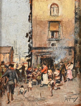 Vincenzo Migliaro Napoli 1858 - Napoli 1938 Vicolo napoletano Firmato in...