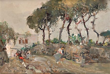 Giuseppe Casciaro Ortelle 1863 - Napoli 1941 Ischia, passeggio lungo la...