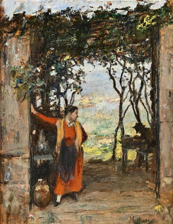 Vincenzo Migliaro Napoli 1858 - Napoli 1938 'La Pagliarella' Firmato in basso...