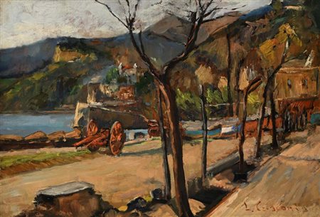 Luigi Crisconio Napoli 1893 - Portici 1946 Lungomare di Maiori Firmato in...
