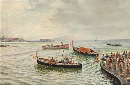 Attilio Pratella Lugo 1856 - Napoli 1949 Napoli, pescatori a Santa Lucia...