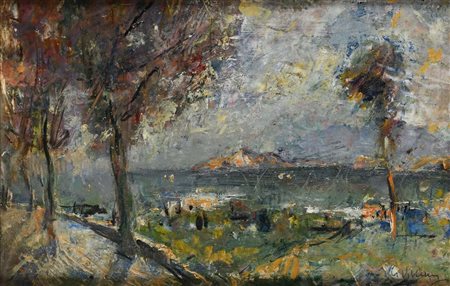 Gennaro Villani Napoli 1885 - Napoli 1948 Panorama napoletano Firmato in...