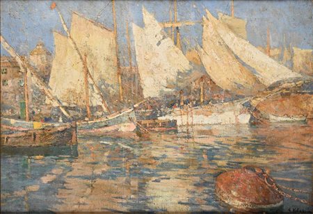 Gennaro Villani Napoli 1885 - Napoli 1948 'Vele al sole' 1914 Firmato due...