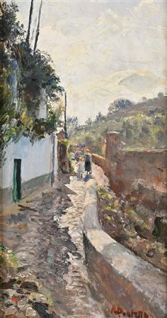Attilio Pratella Lugo 1856 - Napoli 1949 Capri, passanti sulla stradina...