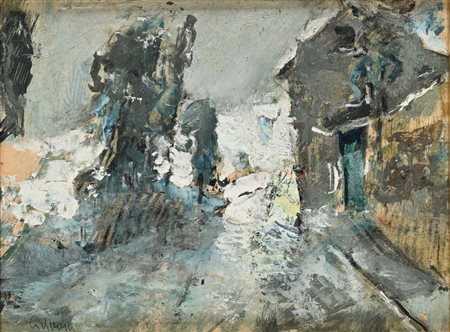 Gennaro Villani Napoli 1885 - Napoli 1948 Strada in un paese innevato Firmato...