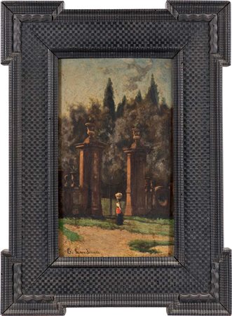 E. Landucci (Scuola romana seconda metà del XIX secolo) 'Cancello della Villa...