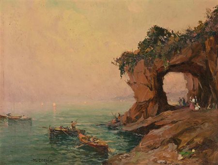 Nicolas De Corsi Odessa 1882 - Torre Del Greco 1956 Paesaggio costiero...