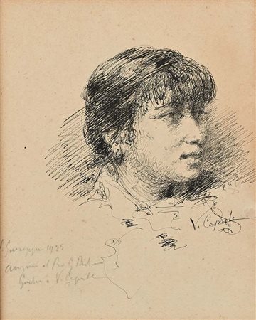 Vincenzo Caprile Napoli 1856 - Napoli 1936 Ritratto di giovane donna Firmato:...