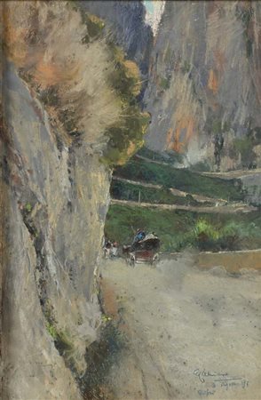 Giuseppe Casciaro Ortelle 1863 - Napoli 1941 Capri, la salita della carrozza...
