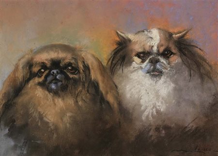 Marino Lenci Napoli 1874 - Napoli 1939 Due cagnolini Firmato in basso a...