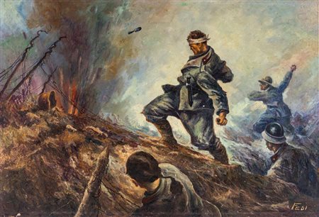 Fedi (Scuola italiana del XX secolo) Assalto della prima guerra mondiale...