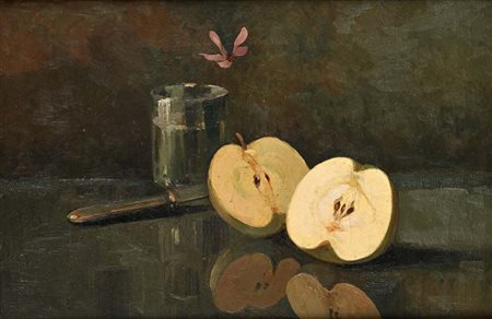Dante Ricci Serra San Quirico 1879 - Roma 1967 Natura morta con due mele,...