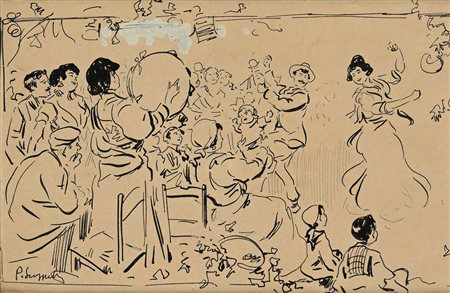 Pietro Scoppetta Amalfi 1863 - Napoli 1920 La tarantella Firmato in basso a...