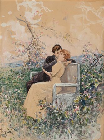 Pietro Scoppetta Amalfi 1863 - Napoli 1920 Scena galante Firmato in basso a...