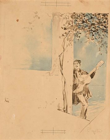 Pietro Scoppetta Amalfi 1863 - Napoli 1920 'Piedigrotta degli innamorati'...