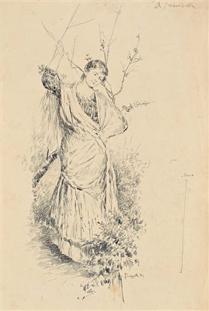 Pietro Scoppetta Amalfi 1863 - Napoli 1920 'a Picciotta' Firmato al centro in...