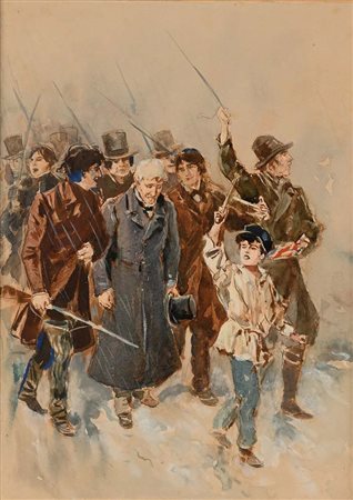 Pietro Scoppetta Amalfi 1863 - Napoli 1920 La rivolta (tavola per un'...