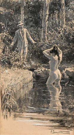 Pietro Scoppetta Amalfi 1863 - Napoli 1920 La ninfa al bagno Firmato in basso...