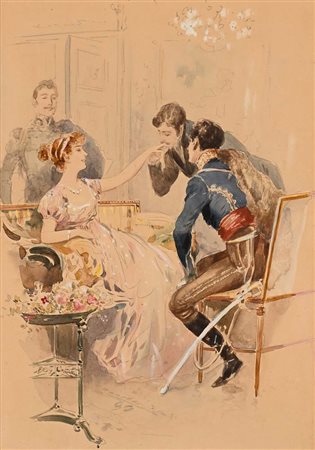 Pietro Scoppetta Amalfi 1863 - Napoli 1920 Il baciamano Sul retro timbri...