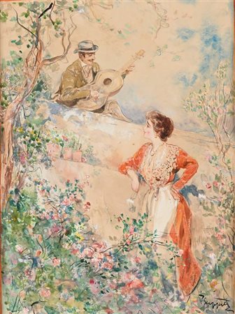 Pietro Scoppetta Amalfi 1863 - Napoli 1920 O' sole mio Firmato: "P....