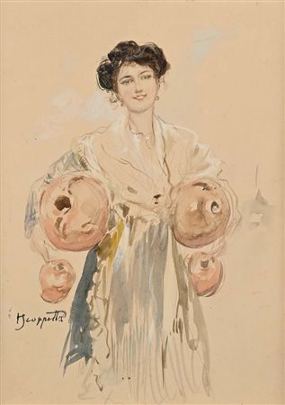 Pietro Scoppetta Amalfi 1863 - Napoli 1920 L'acquaiola Firmato a sinistra...