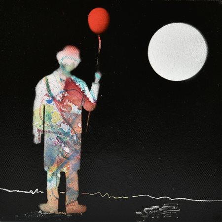 Lele Pica' (1979) LUNA tecnica mista su tela, cm 20x20 sul retro: firma e titolo