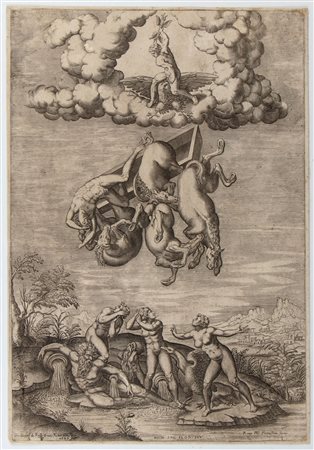 Michelangelo Buonarroti (after) - Nicolas Beatrizet (copia da)
(Caprese 1475 - Roma 1564, c. 1507 - 1573)
 La caduta di Fetonte