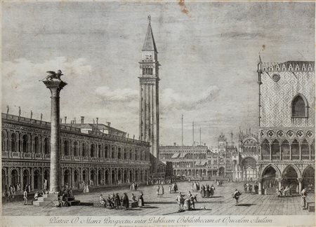 Antonio Visentini
(1688 - 1782)
 Plateae D. Marci Prospectus inter Publicam Bibliothecam et Ducalem Aulam, da Antonio Canal