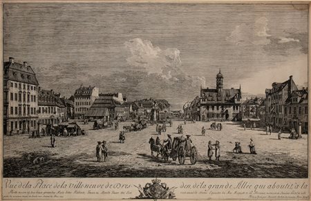 detto Canaletto
(1722 - 1780)
 Vue de la Place de la Villeneuve de Dresden